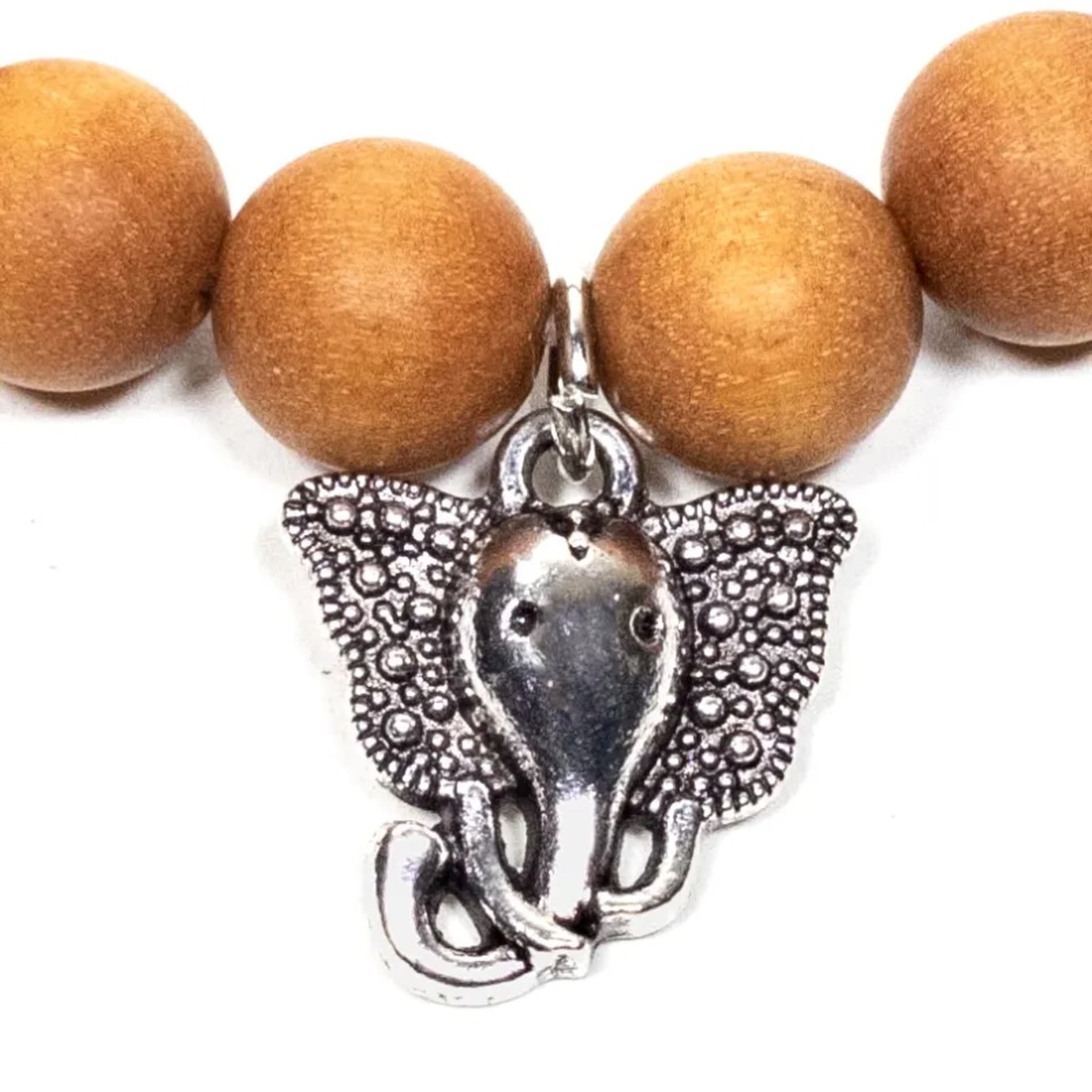 Mala / bracelet élastique Sandelwood avec Ganesh 0
