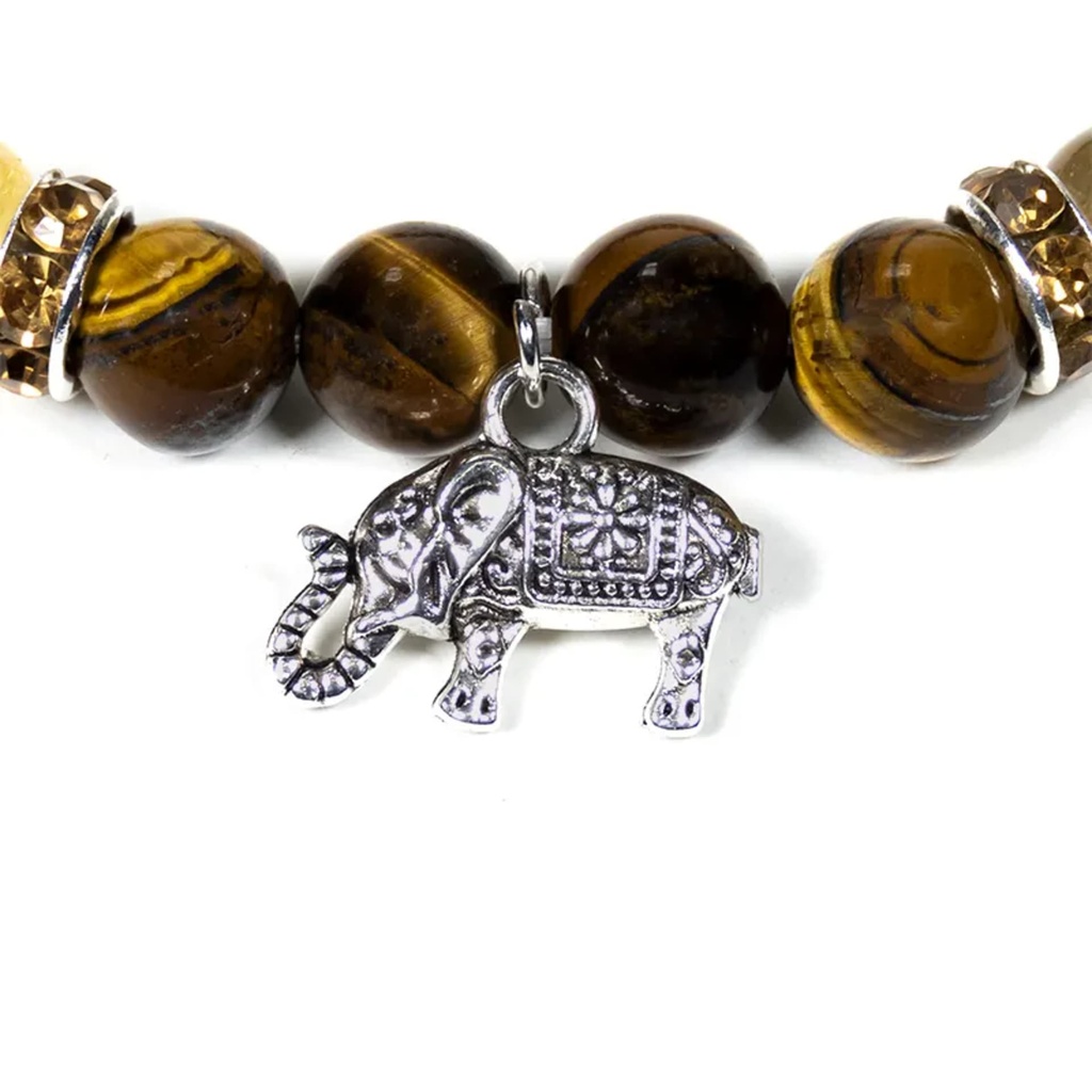Bracelet Oeil de tigre / Quartz rutile avec éléphant 0