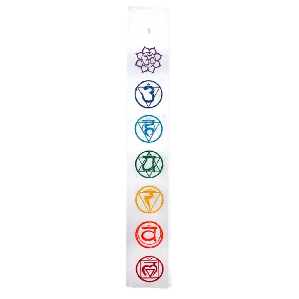 Brûleur d'encens Sélénite 7 chakras long 0