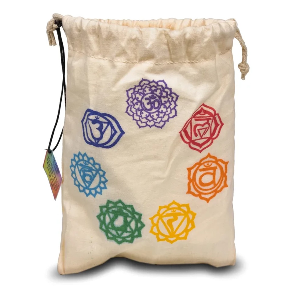 Set de 7 pierres des chakra dans un sac en coton 1