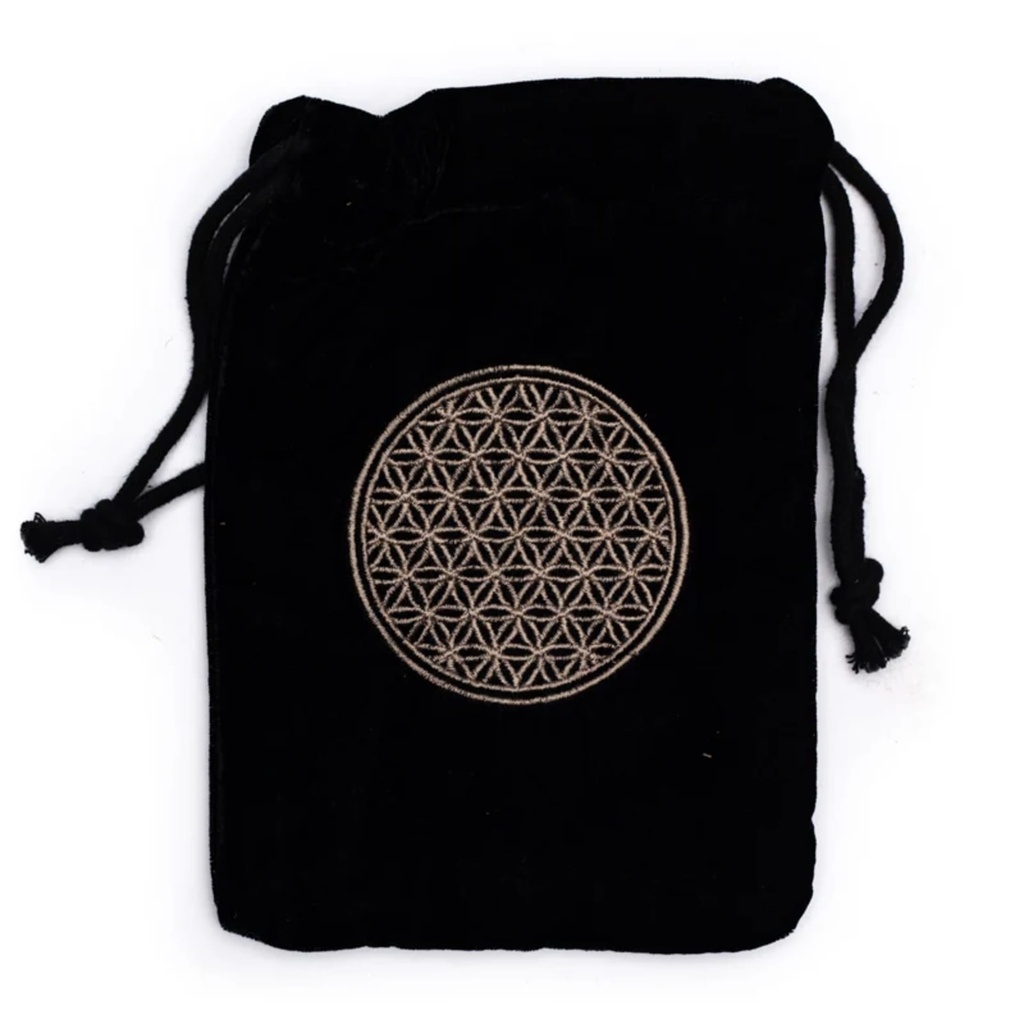 Pochette de velours avec fleur de vie 0