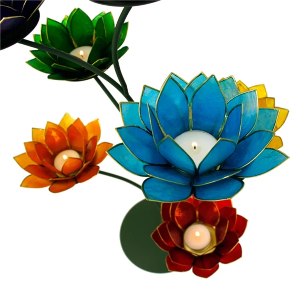 Chakra Lotus Présentoir vert + 21 bougeoirs 1