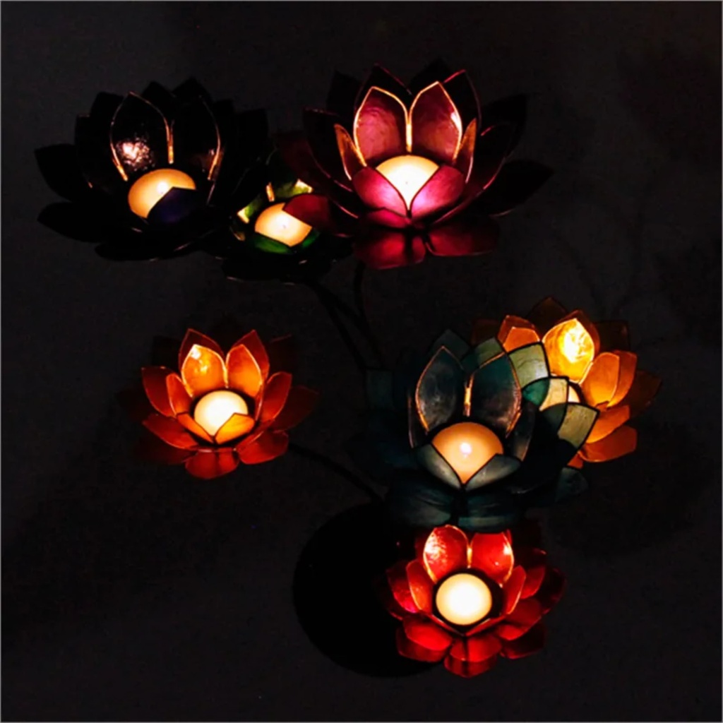 Chakras Lotus Présentoir vert + 21 bougeoirs 2
