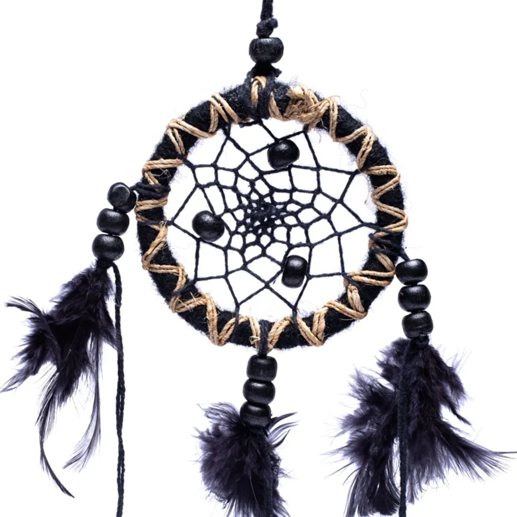 Capteur de rêves noir avec des plumes S 0