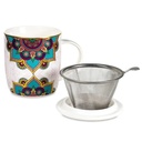 Tasse à thé infuseur Mandala turquoise 0
