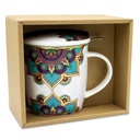 Tasse à thé infuseur Mandala turquoise 1