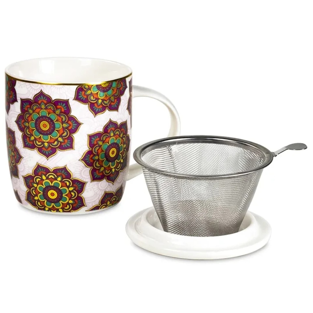 Tasse à thé infuseur Mandala rouge 0
