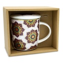 Tasse à thé infuseur Mandala rouge 1