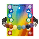 Bracelet des chakra en roche de Lave élastique 0