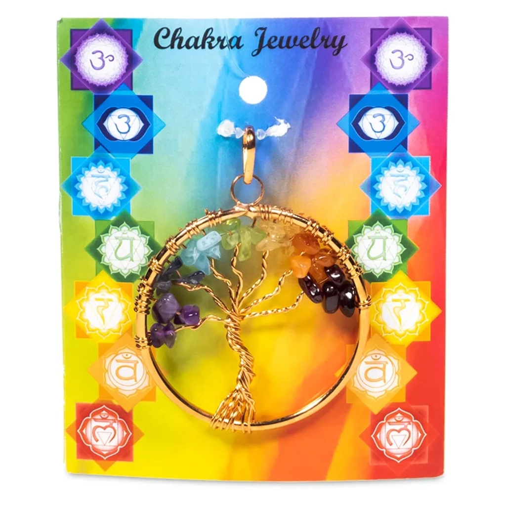 Pendentif arbre des Chakra laiton couleur d'or 0