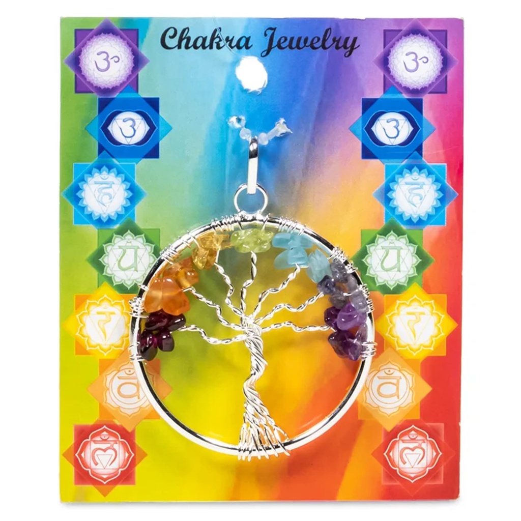 Pendentif arbre des Chakra laiton couleur argent 0