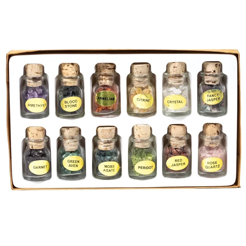 SET de 12 fioles cadeau de pierres gemmes 1