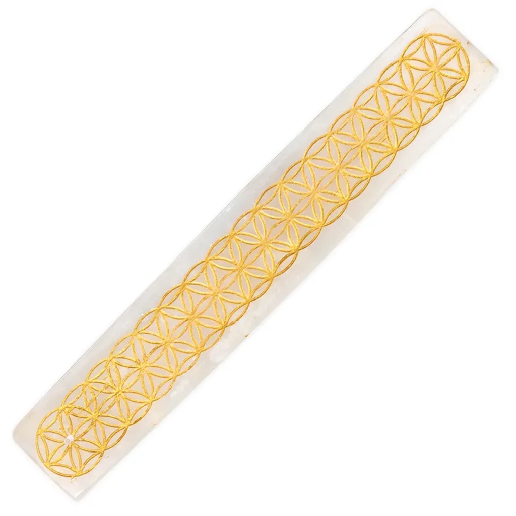 Porte-encens selenite avec Fleur de vie 0