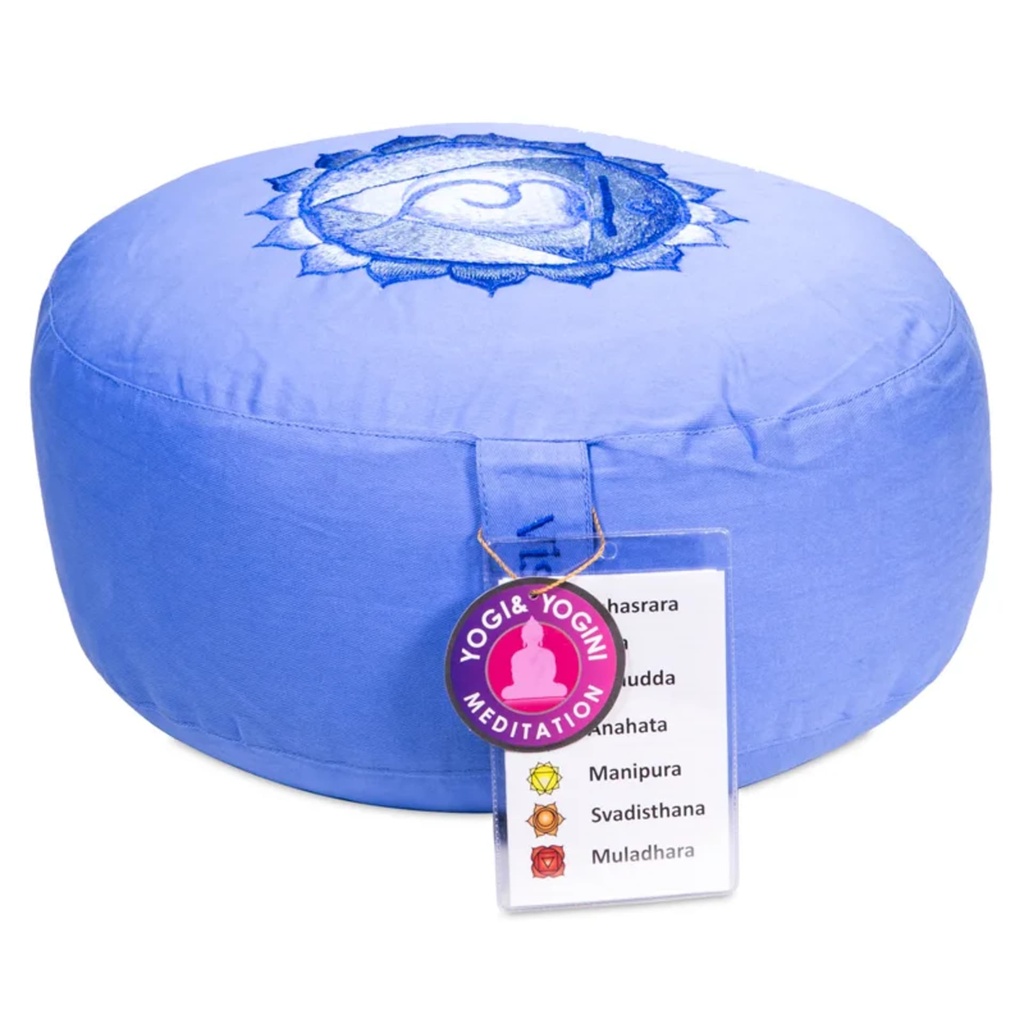 Coussin de méditation 5è chakra Vishuddha brodé 1