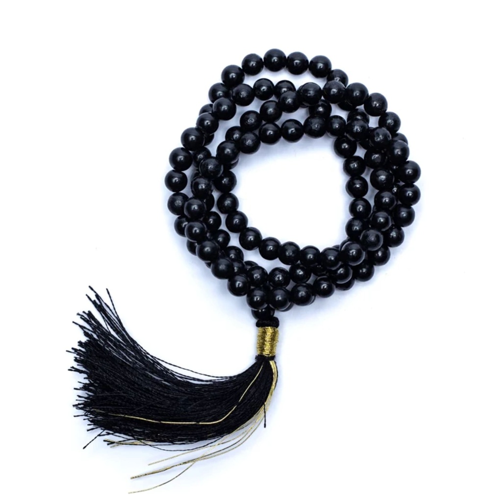 Mala Shungite qualité AA 108 perles + sachet en brocart 0