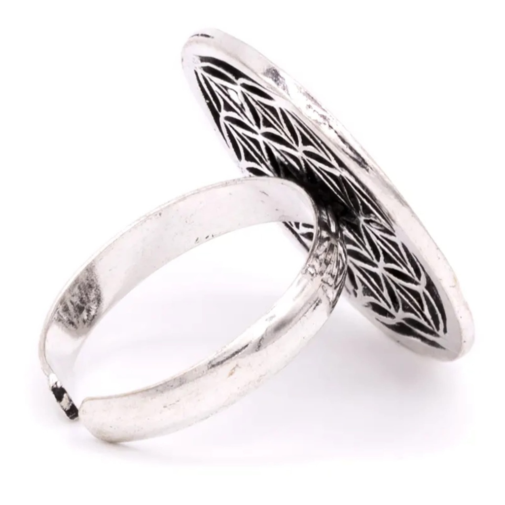 Bague fleur de vie couleur argent 0