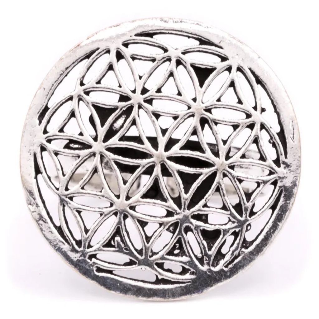 Bague fleur de vie couleur argent 1