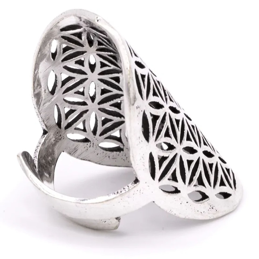 Bague fleur de vie en laiton couleur argent 0