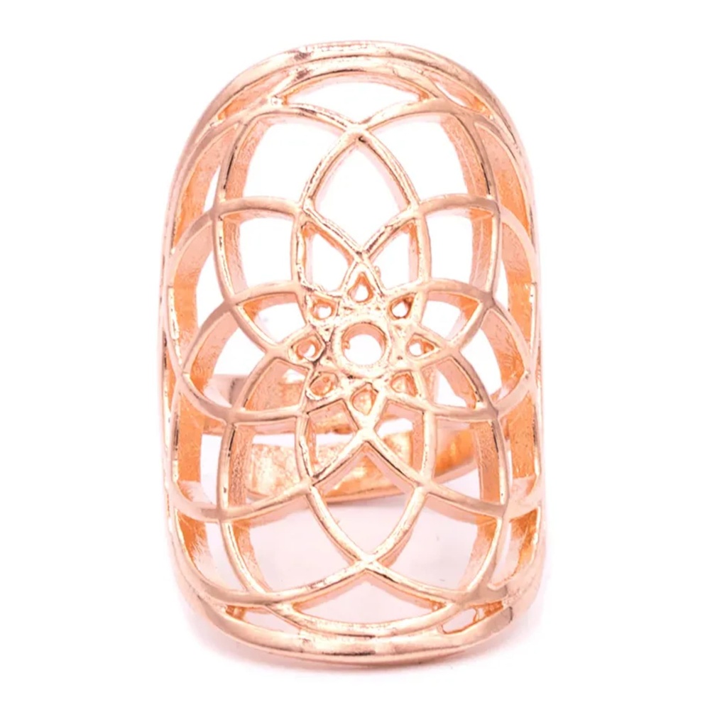 Bague graine de la vie en laiton couleur or rose 1