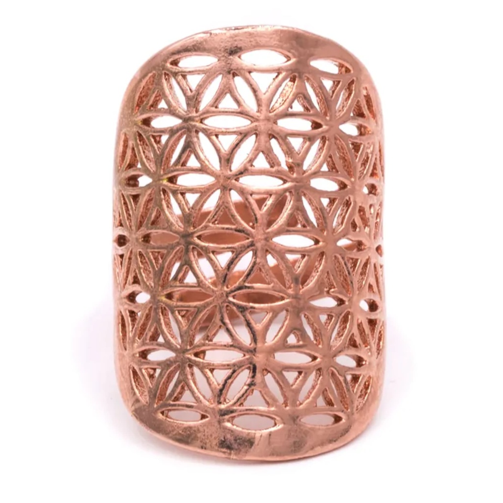 Bague fleur de vie en laiton couleur cuivre 1