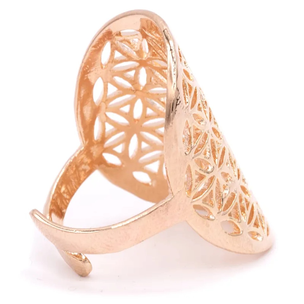Bague fleur de vie en laiton couleur or rose 0