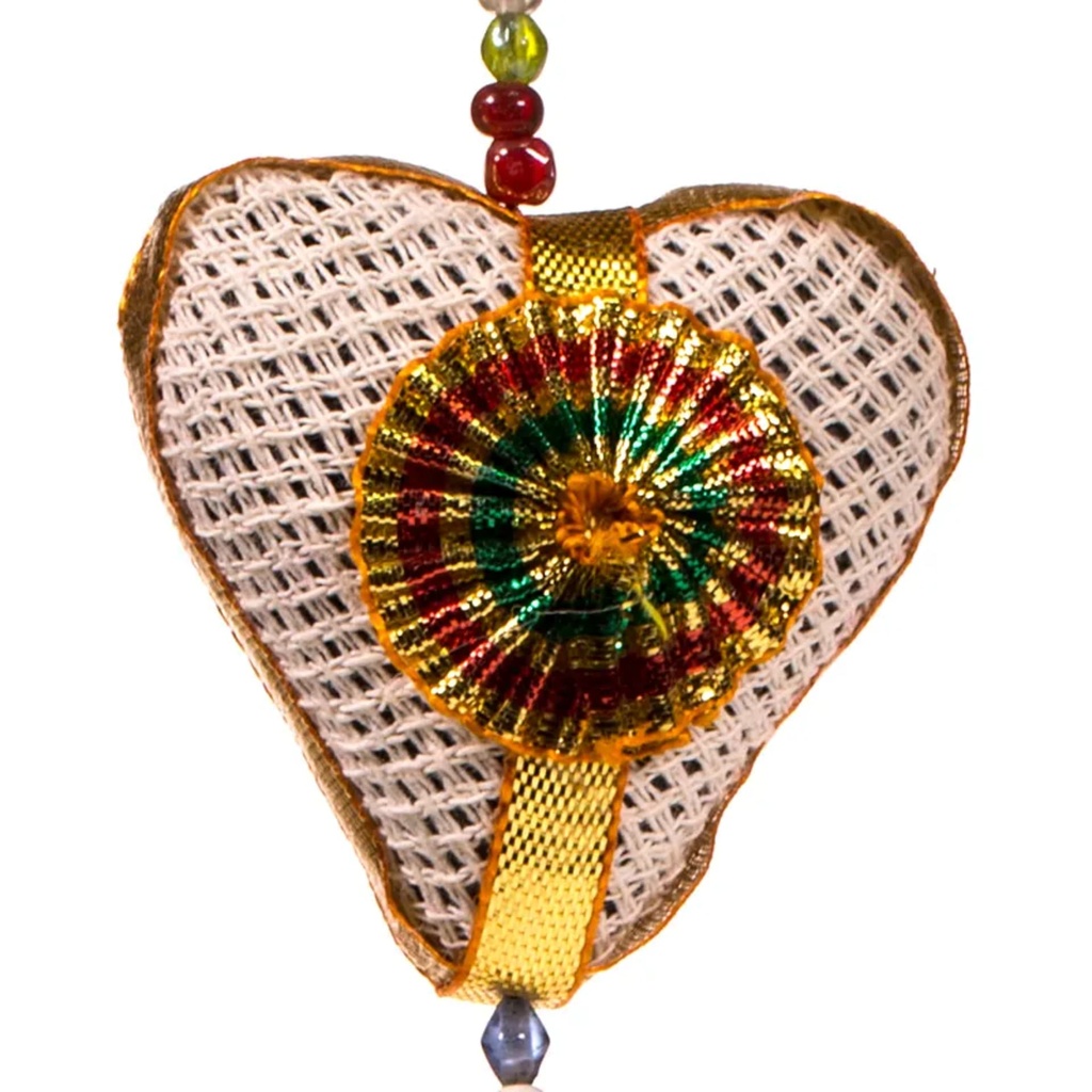Guirlande de coeurs - toile de jute 0