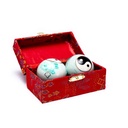 Boules de santé Qi Gong Yin et Yang marbré vert 0