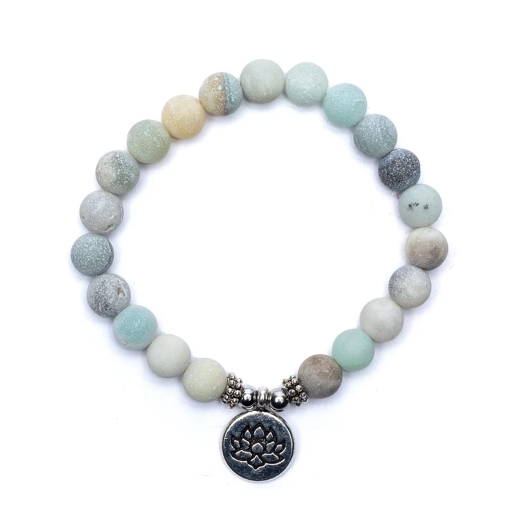 Mala/bracelet en Amazonite élastique avec Lotus 0