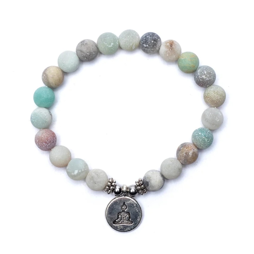 Mala/bracelet en Amazonite élastique avec Bouddha 0