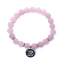 Mala /bracelet en quartz rose élastique avec Om 0