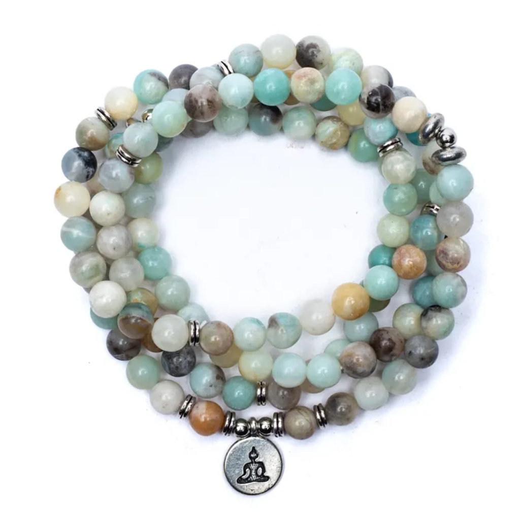 Mala  en Amazonite - élastique - avec Bouddha 1