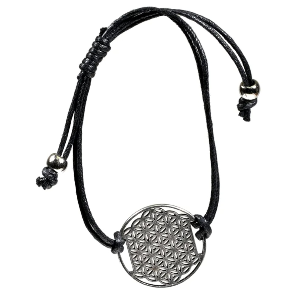 Bracelet Fleur de Vie noir ajustable 0