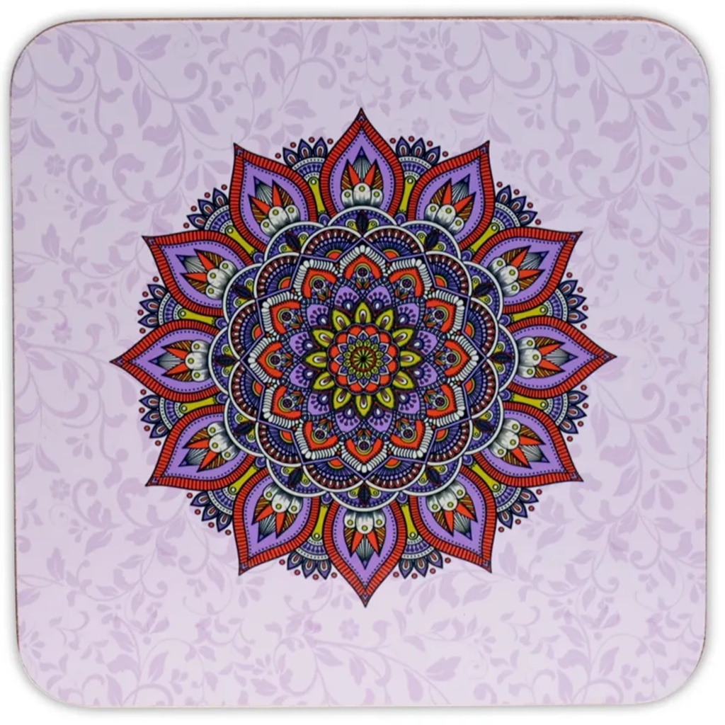 Sous-verres Mandala violet lot de 6 1