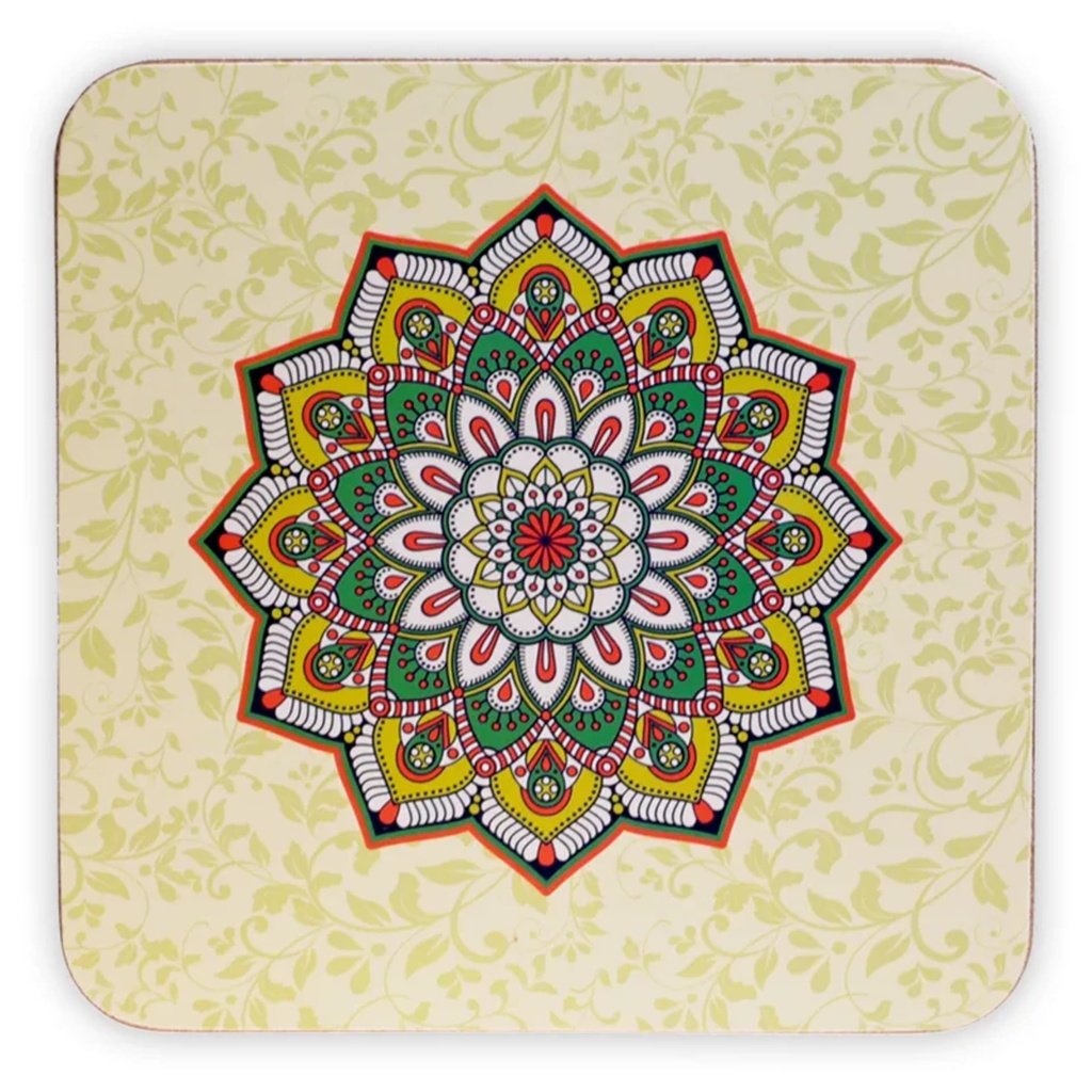 Sous-verres Mandala vert lot de 6 1