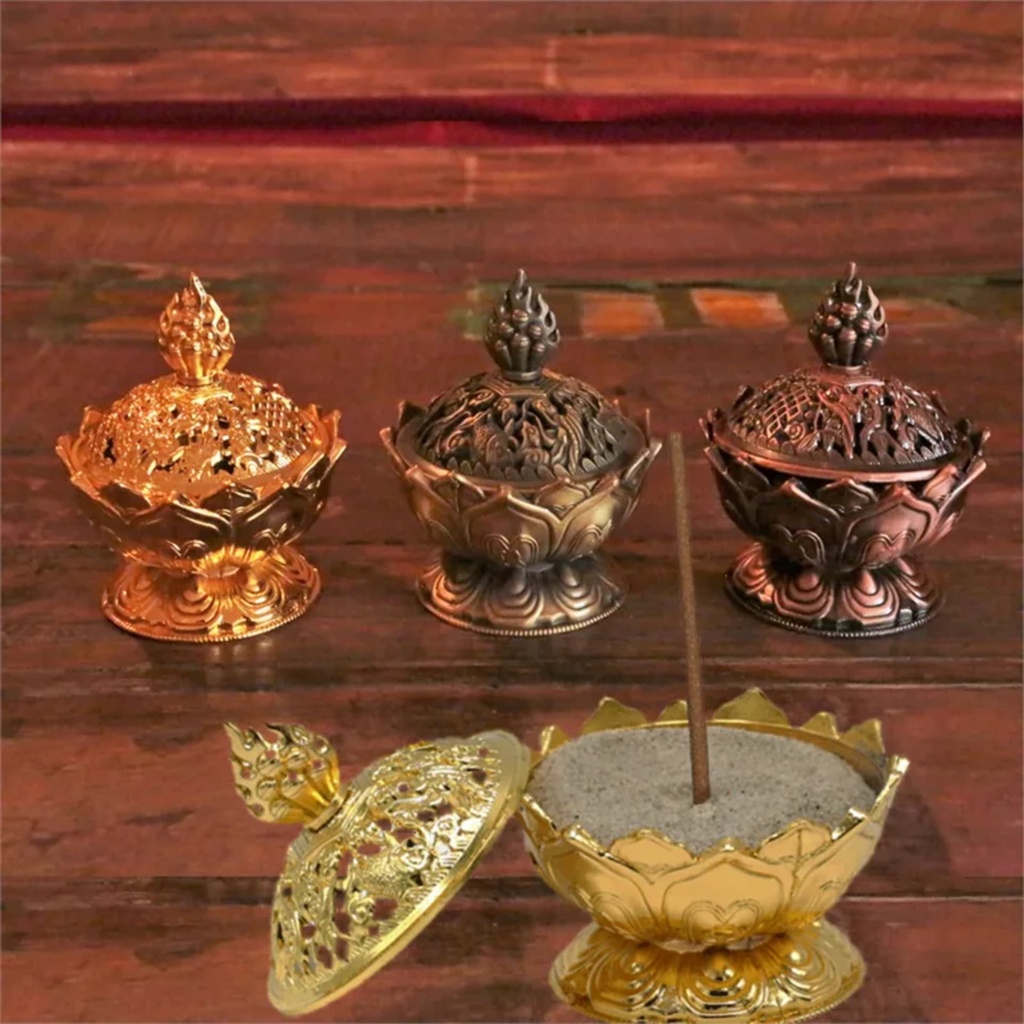 Brûleur d’encens Lotus couleur or 0