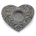 Bougeoir/brûle encens coeur en pierre ollaire gris 0