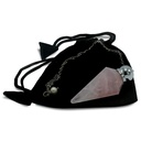 Pendule Quartz rose facetté en pointe orné perle 0