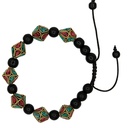 Bracelet turquoise corail et agate noir ajustable 0