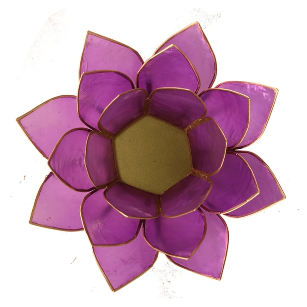 Bougeoir Lotus lilas avec les bords couleur or 1