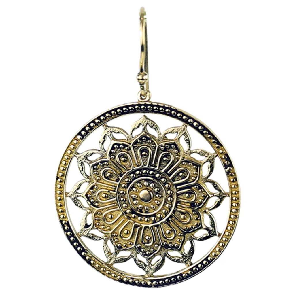 Boucles d'oreilles Mandala Lotus laiton doré 0
