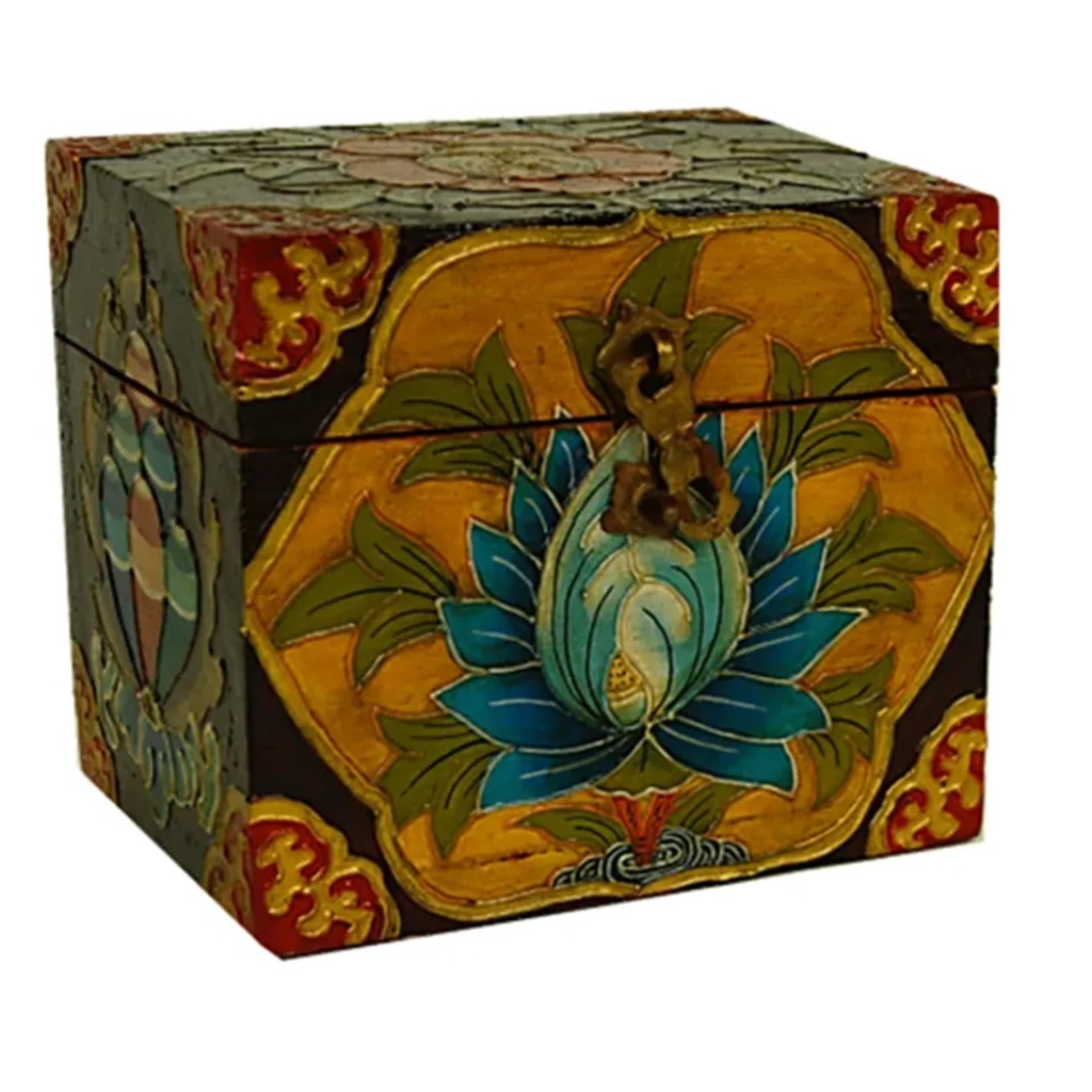 Coffret Tibétain fleuri - peint à la main 0
