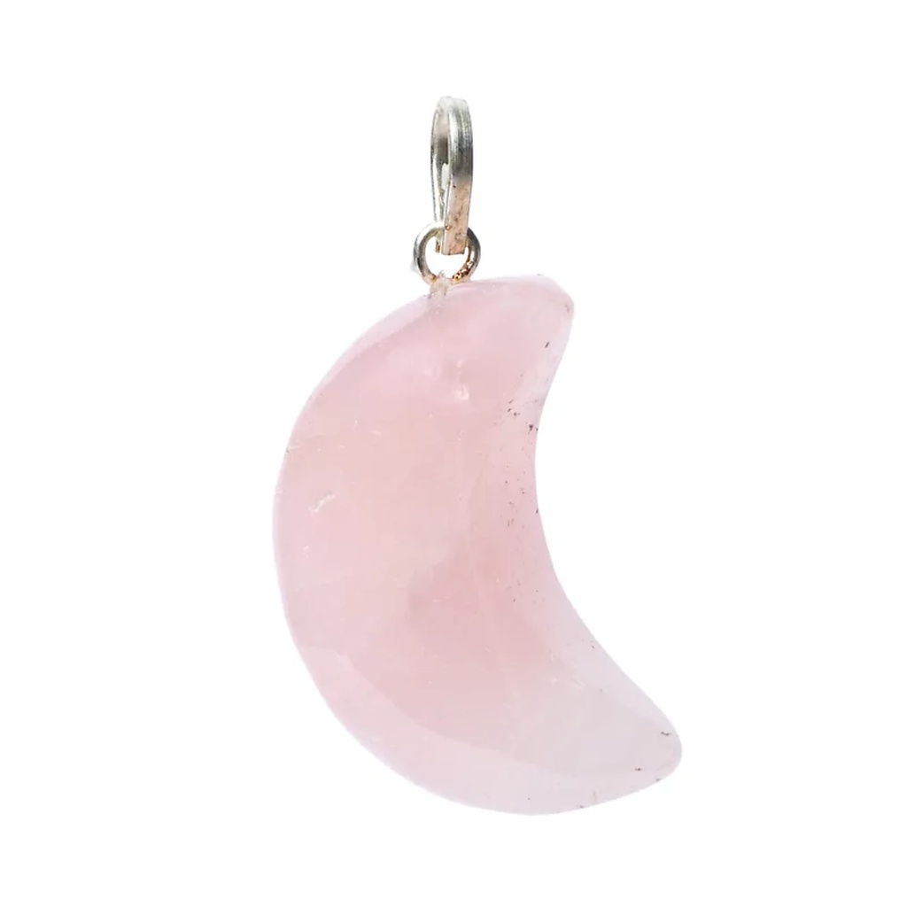 Pendentif en quartz rose forme de lune 0