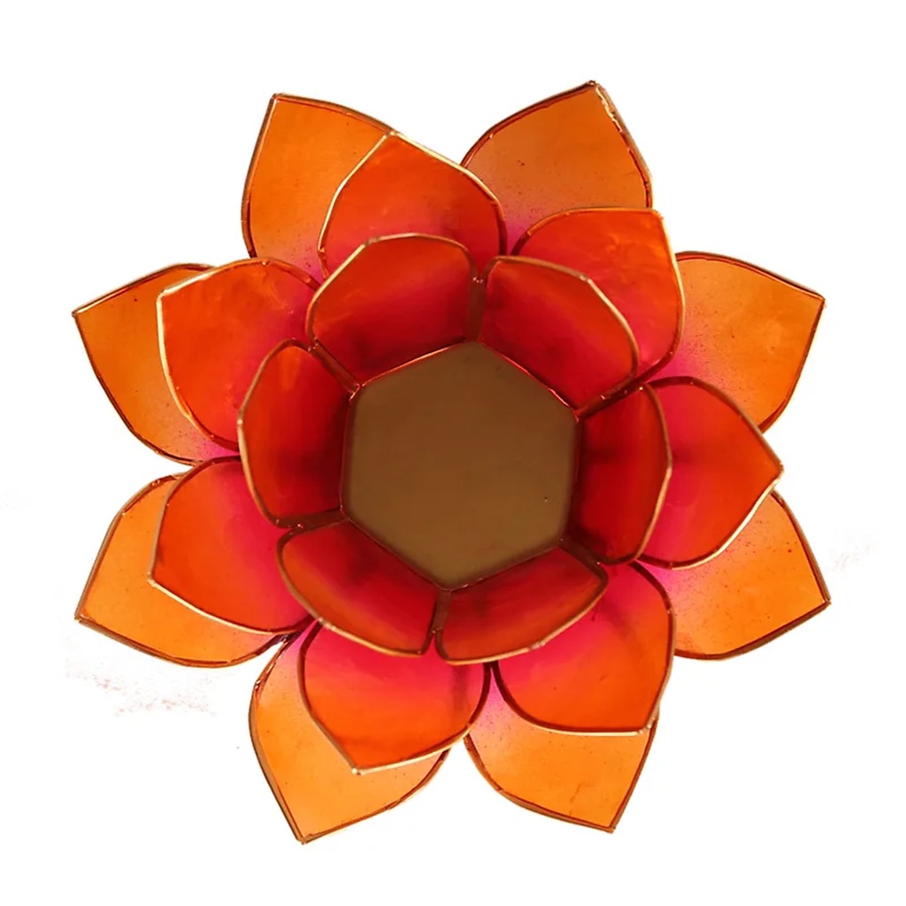 Bougeoir Lotus rose-orange bord or 0