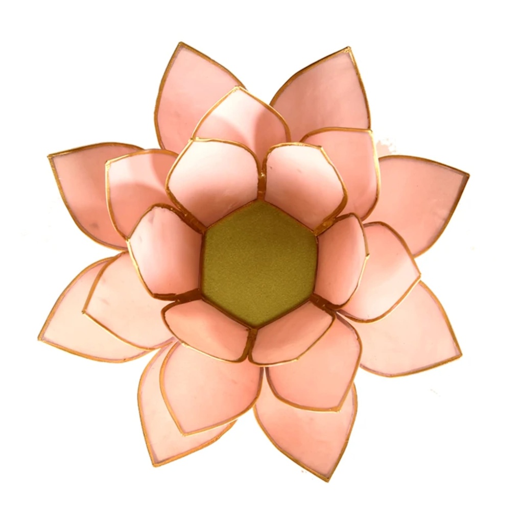 Eclairage ambiance Lotus rose pastel bord or 1