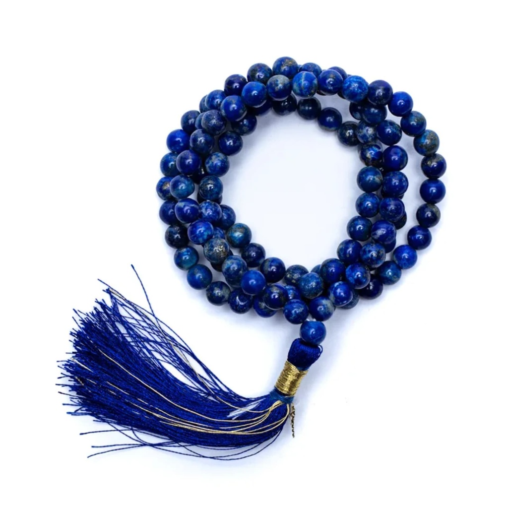 Mala Lapis lazuli AA 108 perles + sachet brocart 0