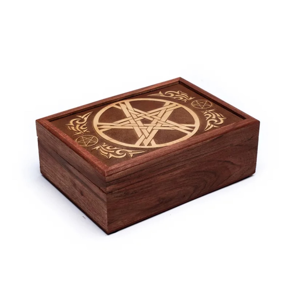 Boite à tarots en bois Pentagramme 2