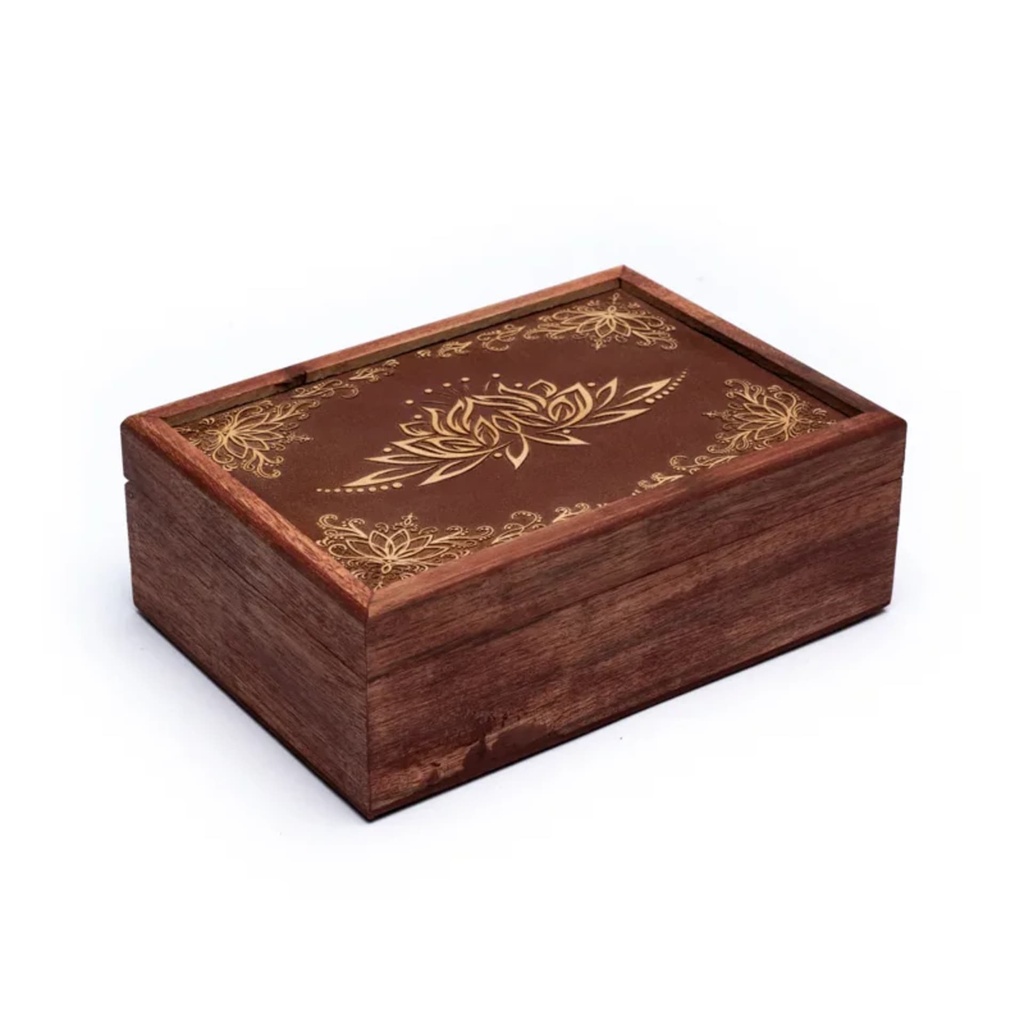 Boite à tarots en bois Lotus 1