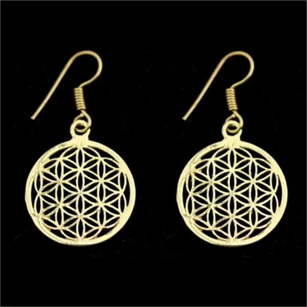 Boucles d'oreilles dorées fleur de vie en laiton 0