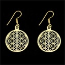 Boucles d'oreilles dorées fleur de vie en laiton 0