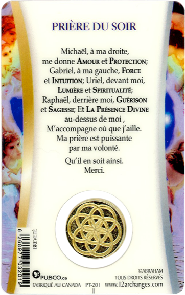 Médaille sur carte Prière du Soir 1